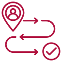 Customer map icon with an arrow from the customer to the goal representing a customer’s journey.
