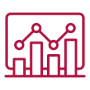 Data analytics icon showing graphs and charts for business insights.