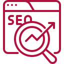 SEO icon with magnifying glass representing SEO research