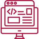 Monitor with coding interface representing web application development