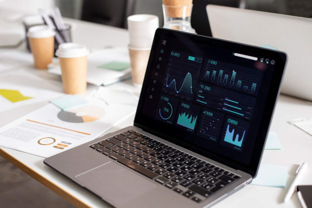 Computer screen displaying website analytics and performance statistics for Shopify GA4 tracking.